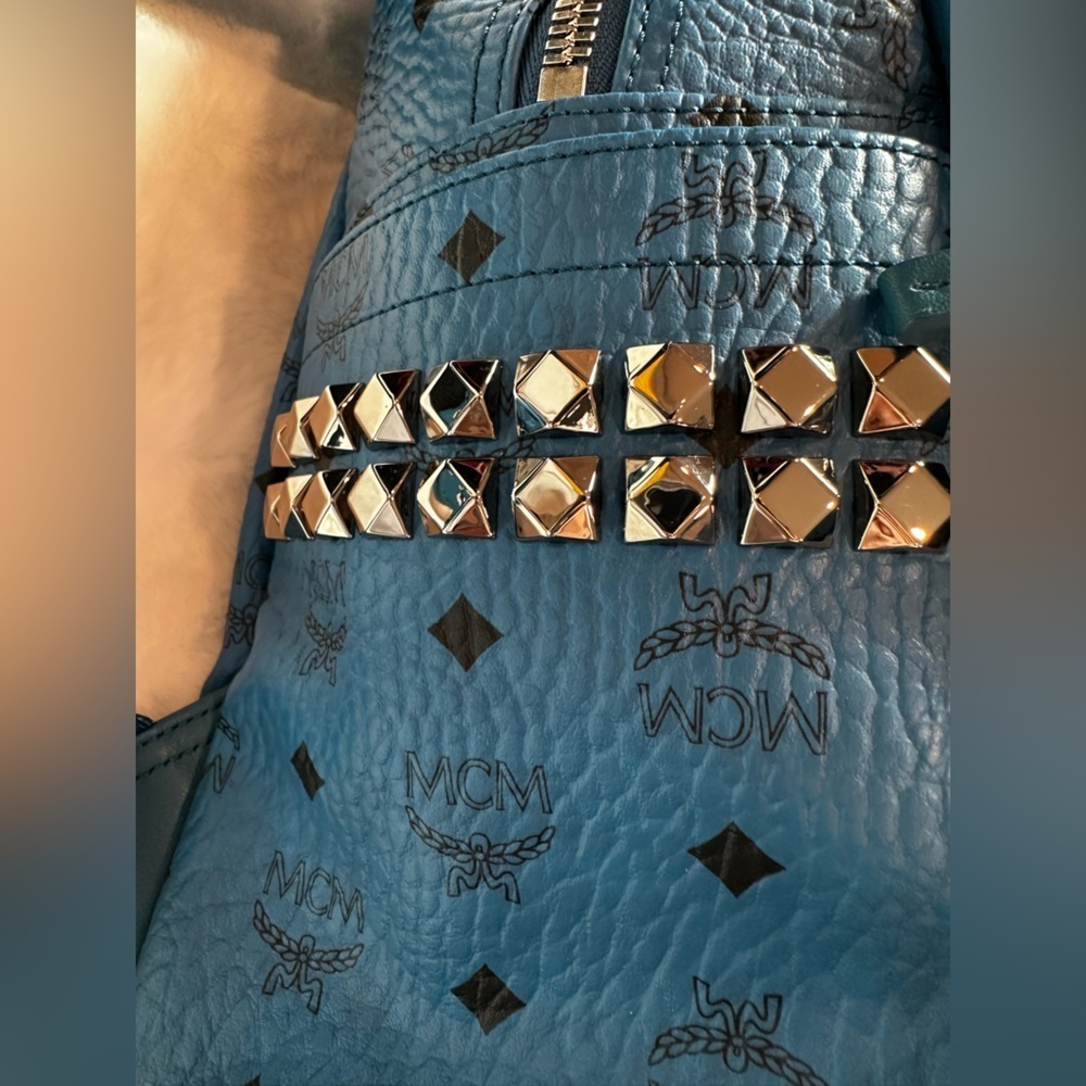 MCM blue Leather Backpack with studs brand new with tag - Picture 3 of 16